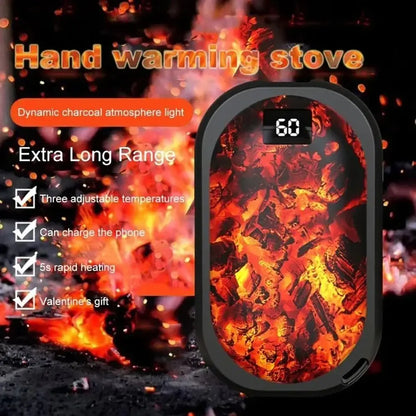 5000mAh Rechargeable Mini Hand Warmer Digital Display Double-sided Mobile Power Bank 3-Gear Temperature Quick Heating
