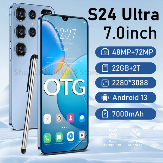 2024 Cellphones S24 Ultra 5G Face Unlock Smartphone 7.0" Screen 16GB+1TB Dual SIM Android 13 Mobile Phone - tonyfinger store