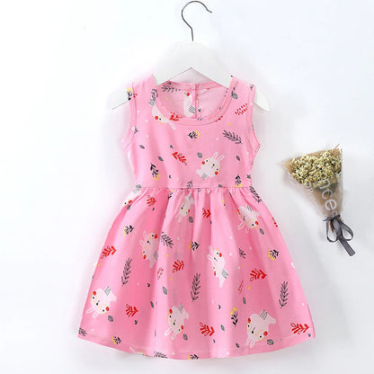 Cotton Summer Flower Dress for Girls - Sleeveless Princess Party Outfit