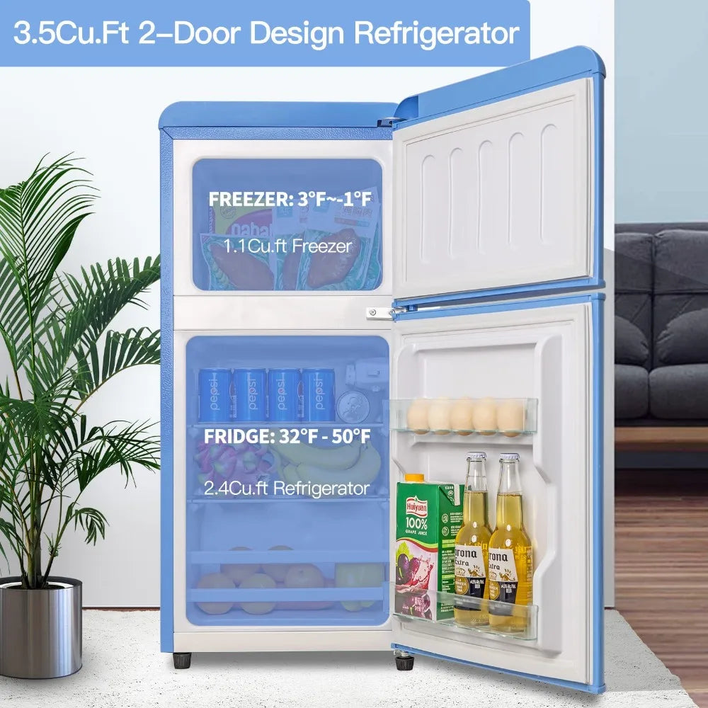 2024 New Compact Refrigerator with Freezer, 3.5 Cu.Ft 2-Door Mini Fridge for Apartment, Dorm, Office & Garage | tonyfinger store