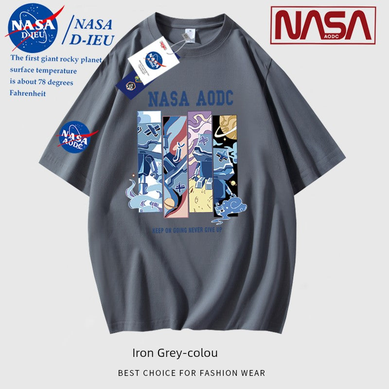 NASA American Pure Cotton Men and Women Half Sleeve Base T-Shirt