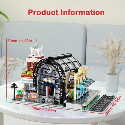 City Street View Train Station Creator Ideas LED House Modular Architecture Model MOC 89154 Buliding Blocks Toys Gifts for Kids