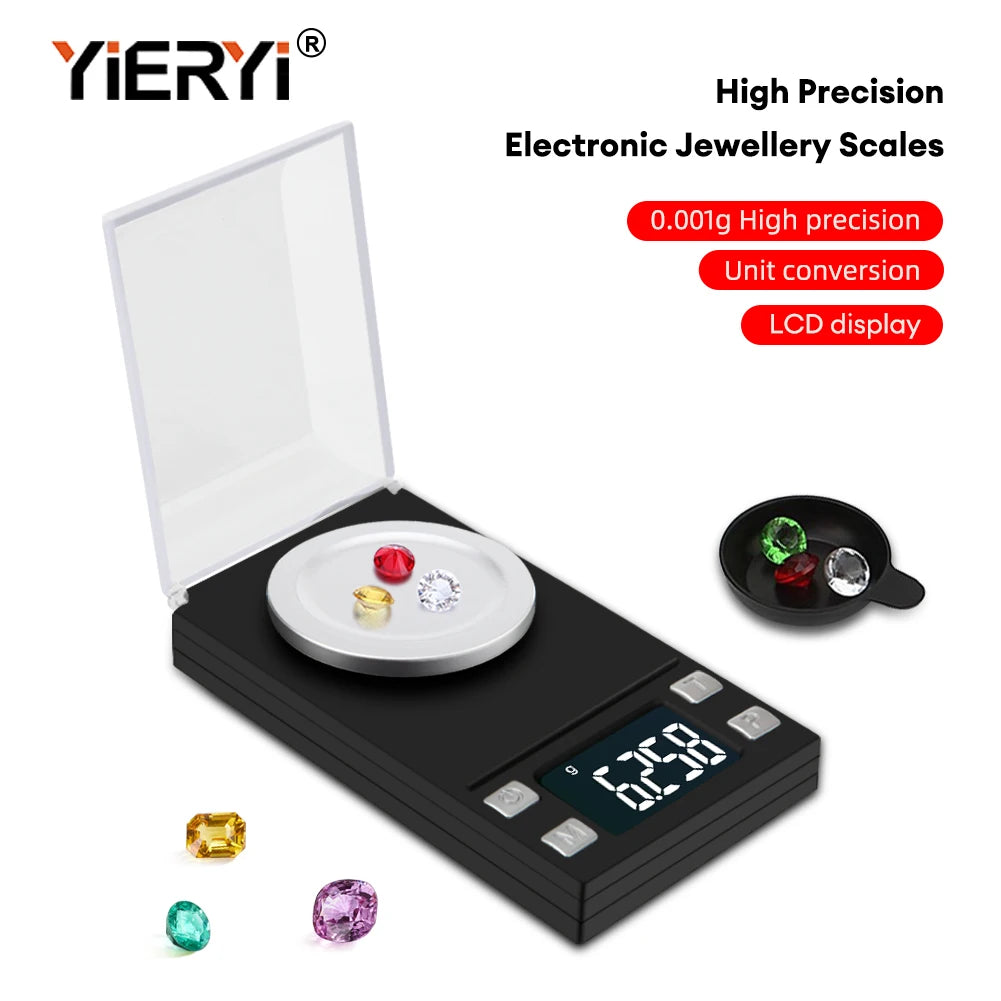 Yieryi 100g/50g/20g/10g Electronic Scales 0.001 High Precision Pocket Jewelry Mini Digital Scale Portable Weight Milligram Scale