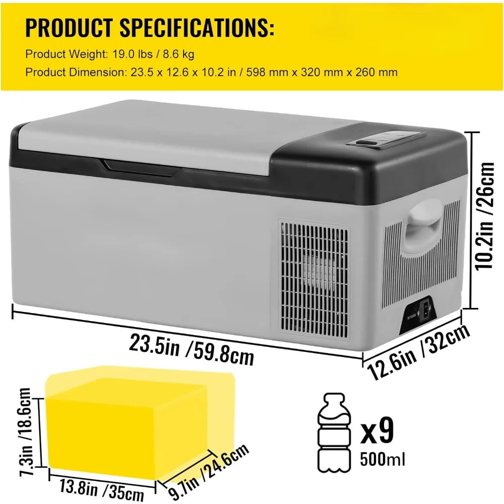 12 Volt Portable Car Refrigerator | 16 Qt Mini Fridge w/ App Control | -4℉ to 68℉ Cooling Range | Compressor Cooler for Car, RV, Camping | tonyfinger store