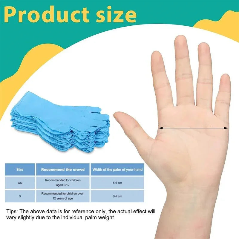 “Kids Disposable Nitrile Gloves (Ages 5-15) - Latex-Free, Multipurpose for Crafts, Food Service, School Activities