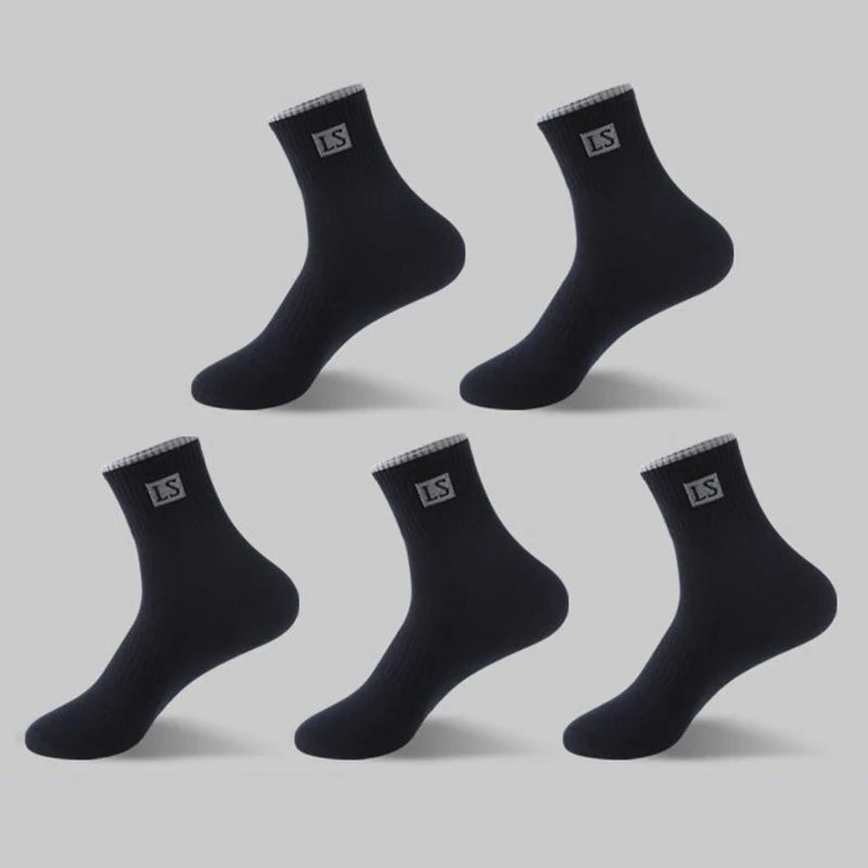 10Pcs (5 Pairs) High-Quality Men’s Cotton Socks | Breathable, Sweat-Absorbent, Deodorant | Middle Tube Crew Socks | tonyfinger store