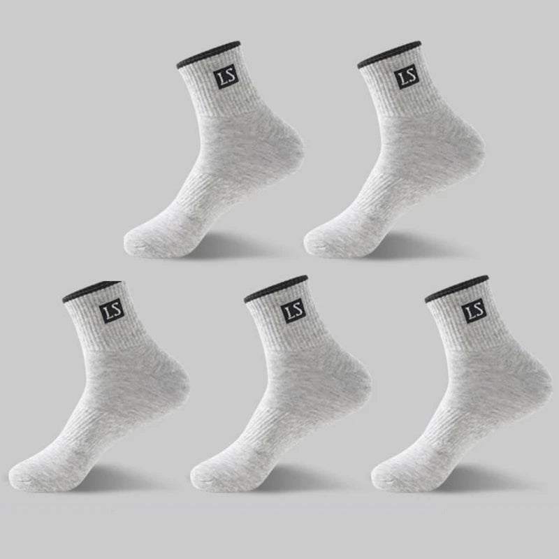 10Pcs (5 Pairs) High-Quality Men’s Cotton Socks | Breathable, Sweat-Absorbent, Deodorant | Middle Tube Crew Socks | tonyfinger store