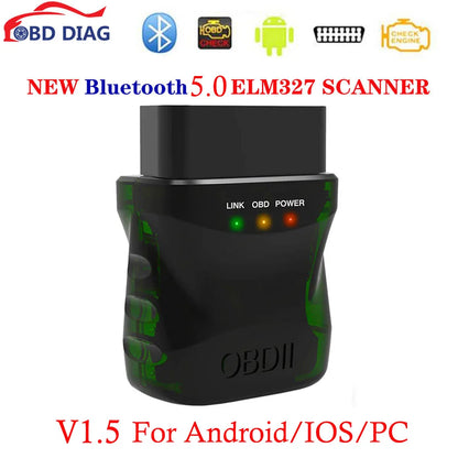 NEW Bluetooth 5.0 Mini ELM327 V1.5 OBD2 Scanner For IOS/Android/PC elm 327 Code Reader Clear Error engine Car Diagnostic Tool