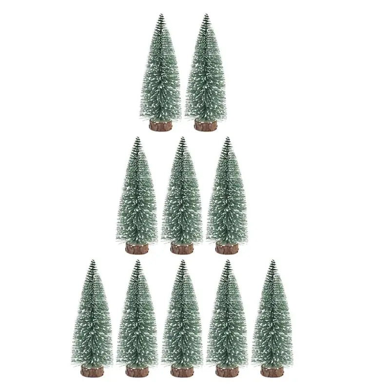 10pcs 15cm snow-covered mini christmas tree ornaments