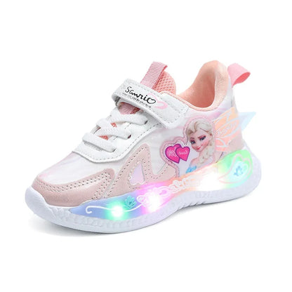 Frozen Princess New Children Shoes LED Colorful Lighted Kids Sneakers Classic Glowing Infant Girls Tennis