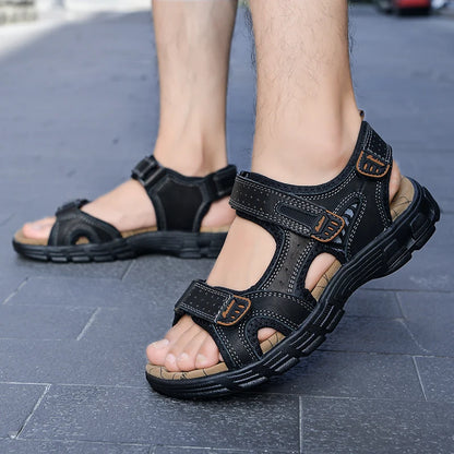 Men’s Genuine Leather Suede Sandals | Beach & Casual Summer Shoes