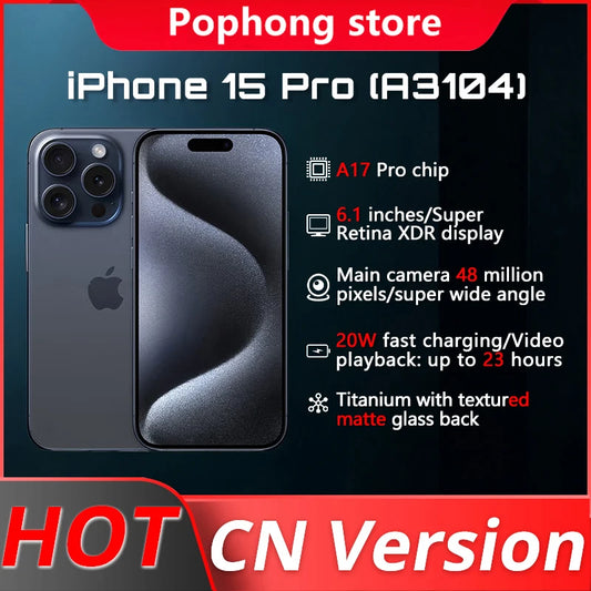 New Apple iPhone 15 Pro A3104 - 6.1" 120Hz Super Retina XDR, A17 Pro Chip, 48MP Triple Cameras, Dual SIM, iOS 17 | tonyfinger store