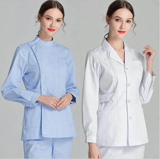 2024 Blue Long Sleeve Scrubs Top | Nurse Uniforms & Lab Coat for Women | Medical & Beauty Salon Workwear | tonyfinger store