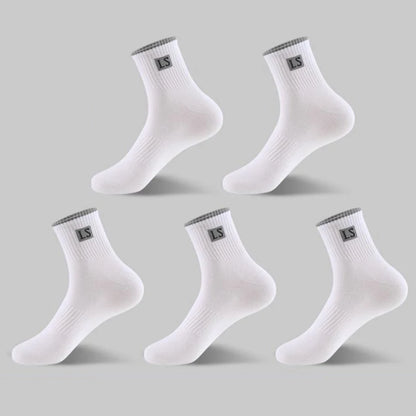 10Pcs (5 Pairs) High-Quality Men’s Cotton Socks | Breathable, Sweat-Absorbent, Deodorant | Middle Tube Crew Socks | tonyfinger store