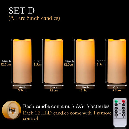 12-96Pcs Flameless LED Candles with Remote | Real Wax Pillar Battery Candles | Wedding & Fireplace Decor | tonyfinger store