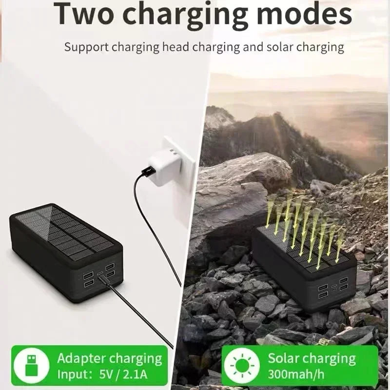 Solar Power Bank 200000mAh Solar Charging Mobile Phone Wireless Charging Large Capacity Battery External Battery Fast Charging