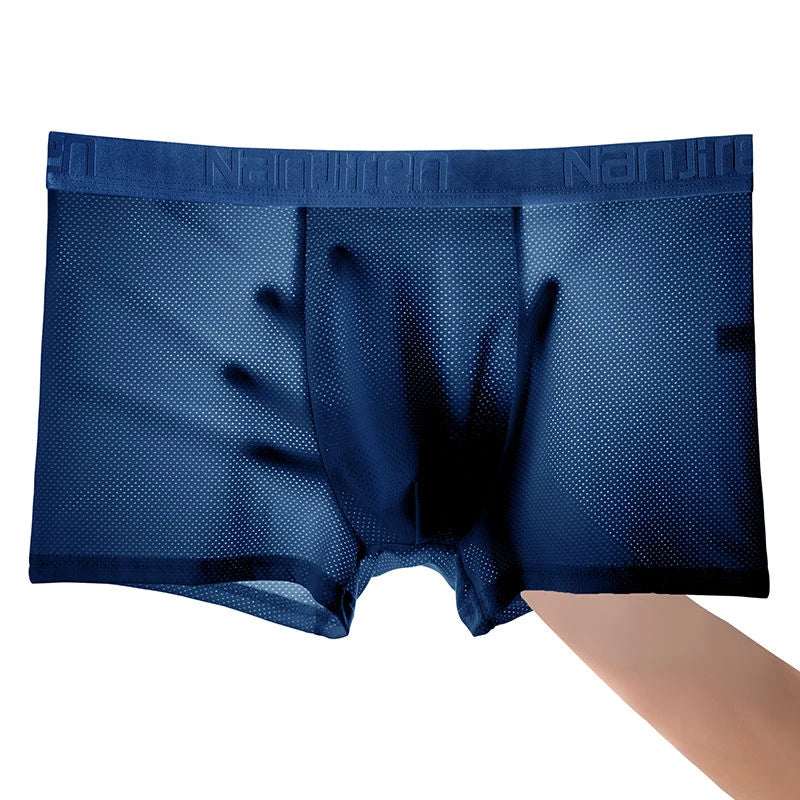 4pcs Ice Silk Mesh Boxer Shorts for Men | Breathable, Cool, Slim Fit Bamboo Lingerie | Sizes L-6XL | Wholesale Available | tonyfinger store