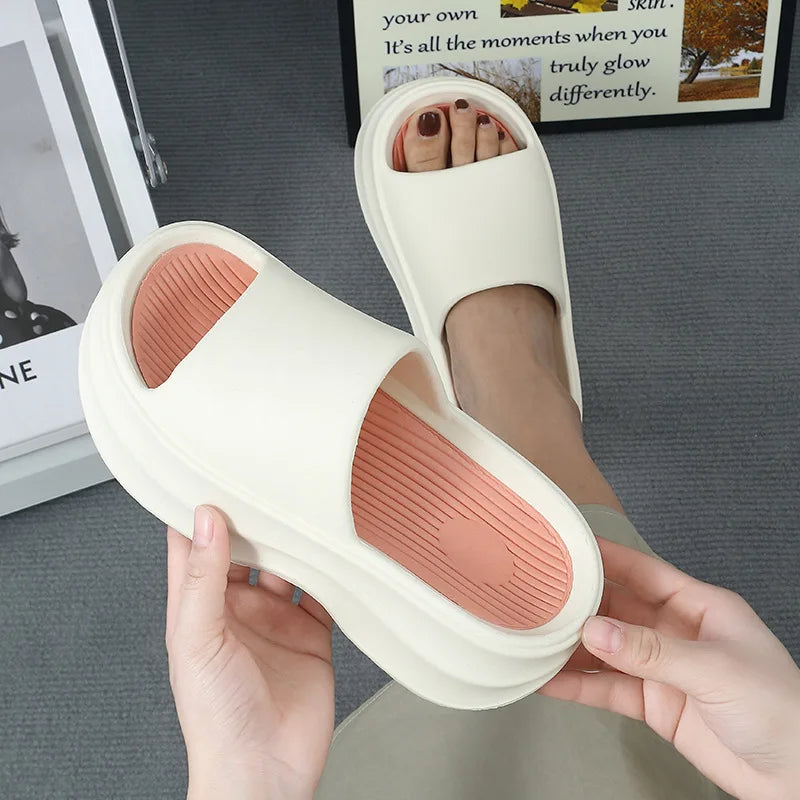 Thick EVA Slippers 2024 New Summer Women's Slippers Wear Home  Platform Sandals Fashion Outwear Non Slip Elevated Slippers Women