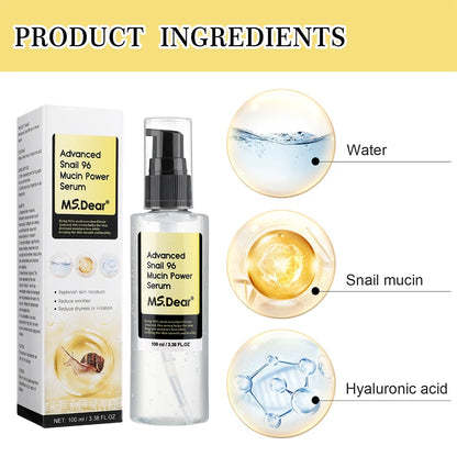 100ml Snail Mucin Facial Essence Repairing Tightening Anti-Aging Fade Fine Lines Moisturizing Brightening Facial Skin Care