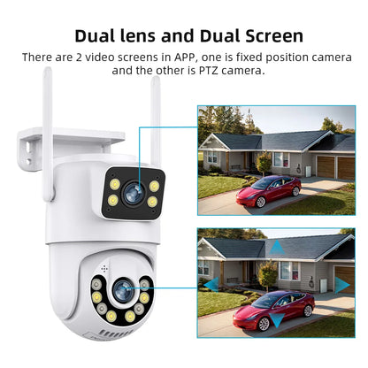 8MP 4K PTZ WiFi Outdoor Camera | Dual Lens, AI Detection, Auto Tracking, iCSee App