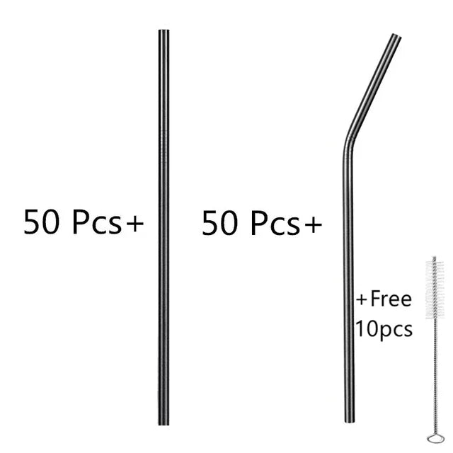 100pcs Reusable 304 Stainless Steel Straws | Colorful Eco-Friendly Metal Drinking Straws for Bar & Party | tonyfinger store