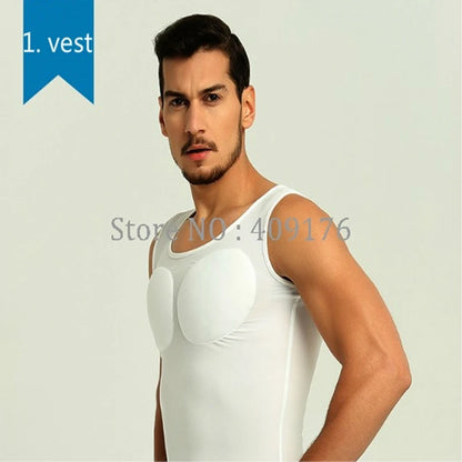 Cos Muscle Undershirt Body Building Pecs Strong Chest Tops Padded Shaper Soft Enhancers Underwear