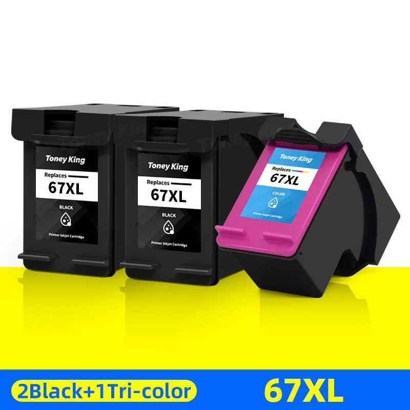 67XL Ink Cartridge for HP ENVY & Deskjet Printers | Black & Tri-Color | Compatible with HP 6052, 6055, 6455, 2755 | tonyfinger store