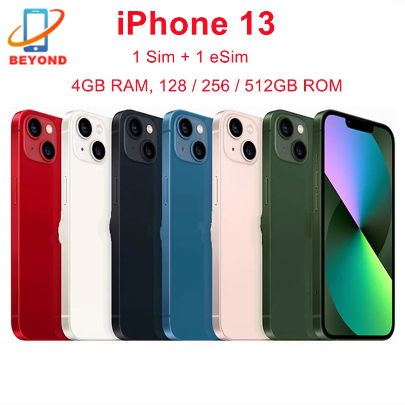 Apple iPhone 13 6.1" Super Retina XDR OLED Unlocked RAM 4GB ROM 128/256/512GB Face ID NFC A15 IOS 5G Genuine 98% New Cell Phone