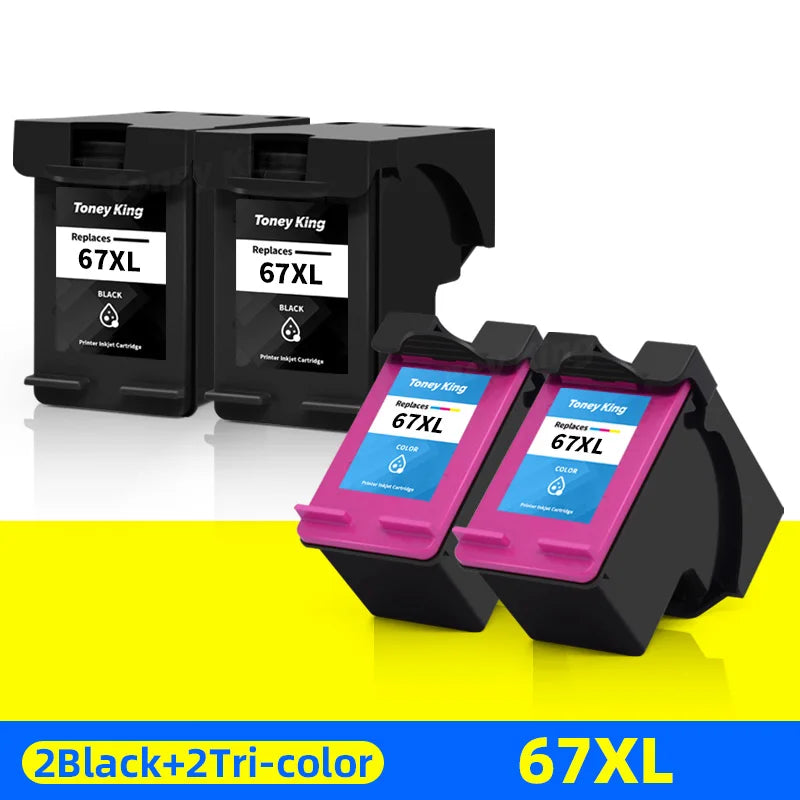 67XL Ink Cartridge for HP ENVY & Deskjet Printers | Black & Tri-Color | Compatible with HP 6052, 6055, 6455, 2755 | tonyfinger store