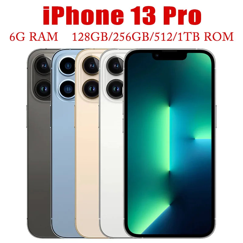 Apple iPhone 13 Pro 128GB/256GB/512GB/1TB Unlocked, 6.1" OLED Display, 5G, 12MP Camera, Face ID, Used - tonyfinger store