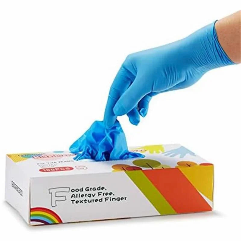 “Kids Disposable Nitrile Gloves (Ages 5-15) - Latex-Free, Multipurpose for Crafts, Food Service, School Activities