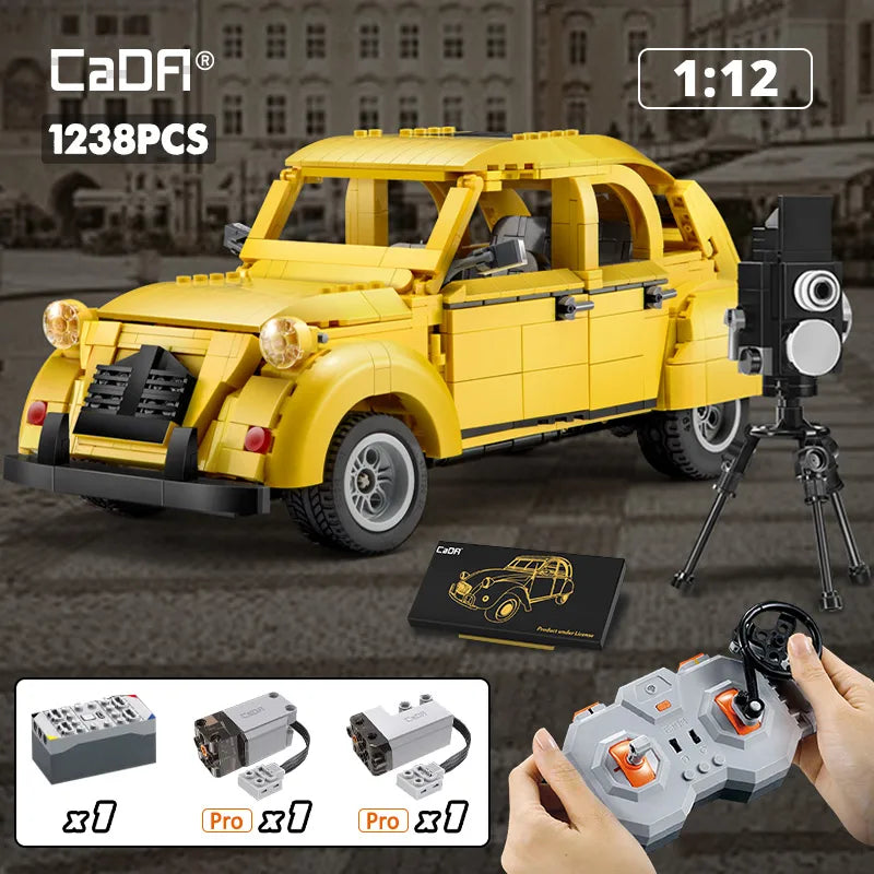 Cada 1238pcs City RC Classic Retro Sports Car Building Blocks Remote Control Racing Bricks Toys for Children