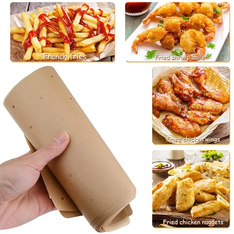 50pcs Air Fryer Paper Food Disposable Paper Liner Oil-proof Barbecue Plate Steamer For Ninja Foodi Airfryer Baking Accessories