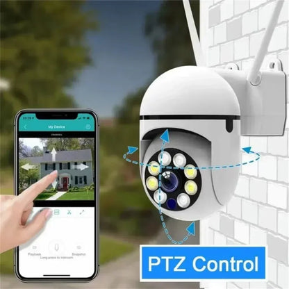 8MP PTZ Wireless Outdoor Security Camera with AI Tracking, 4X Zoom, Two-Way Audio, and Color Night Vision