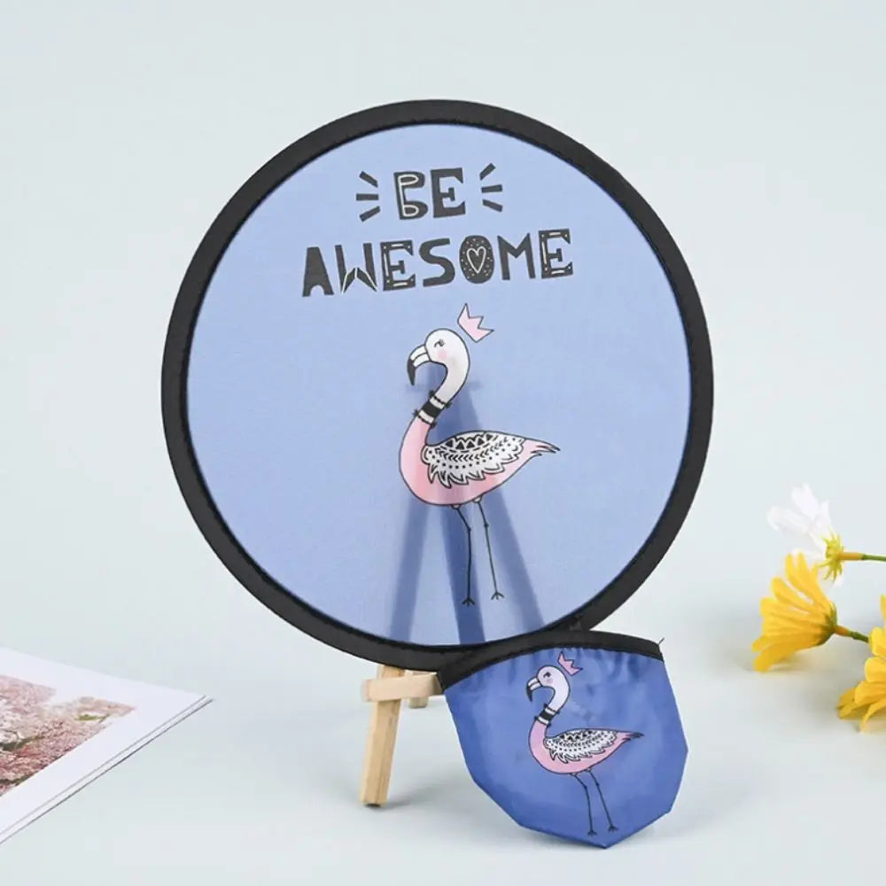 Mini Cartoon Pocket Fan | Collapsible Round Flying Disk for Kids