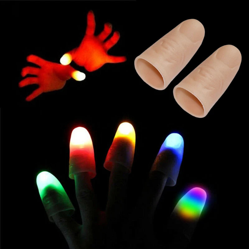 Magic Trick Fingers Thumbs With LED Light Battery Magic Props Halloween Magic Trick Fingers Thumbs Party Toys Child Novelty Gift