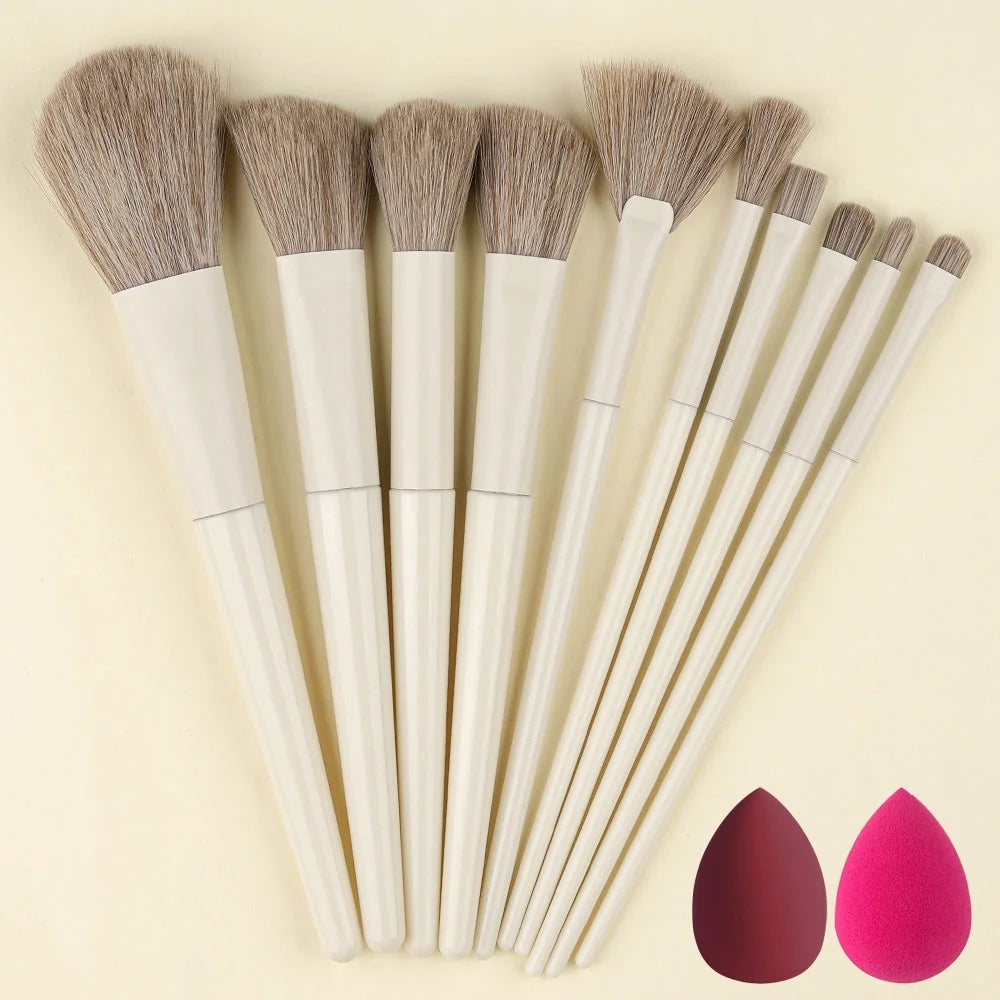 10/13PCS Fluffy Soft Makeup Brushes Set - Eye Shadow, Blush, Highlighter, Foundation & Contour | Tonyfinger Store