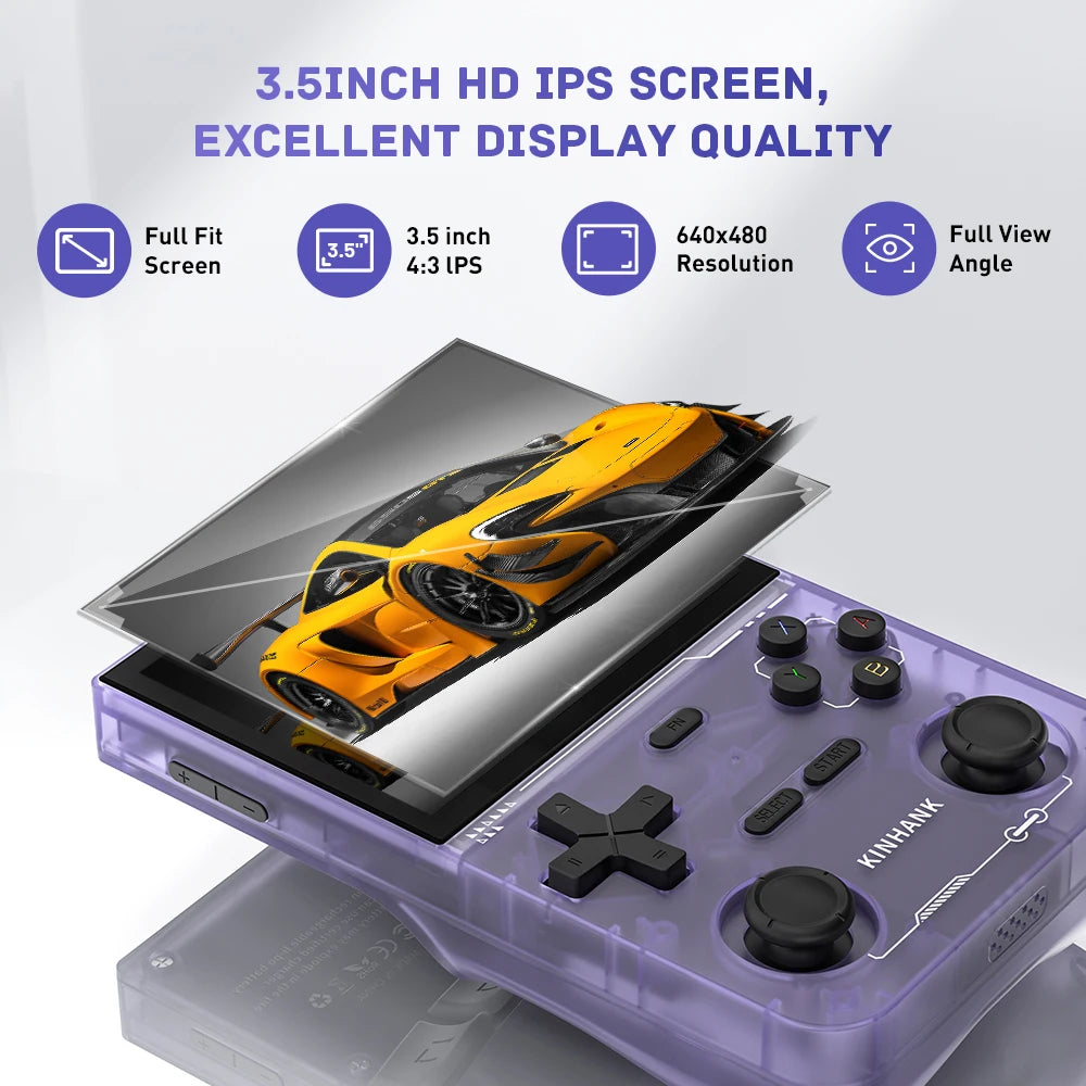 KINHANK Open Source K36 Retro Handheld Video Game Console 16000 Games Emulator for PS1/PSP/DC/N64/SS 500nit 3.5 Inch IPS Screen