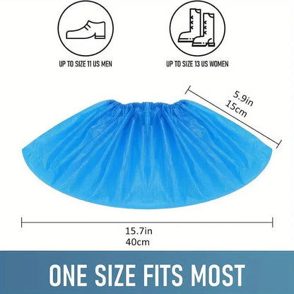 100 Disposable Non-Slip Shoe Covers - Waterproof & Recyclable