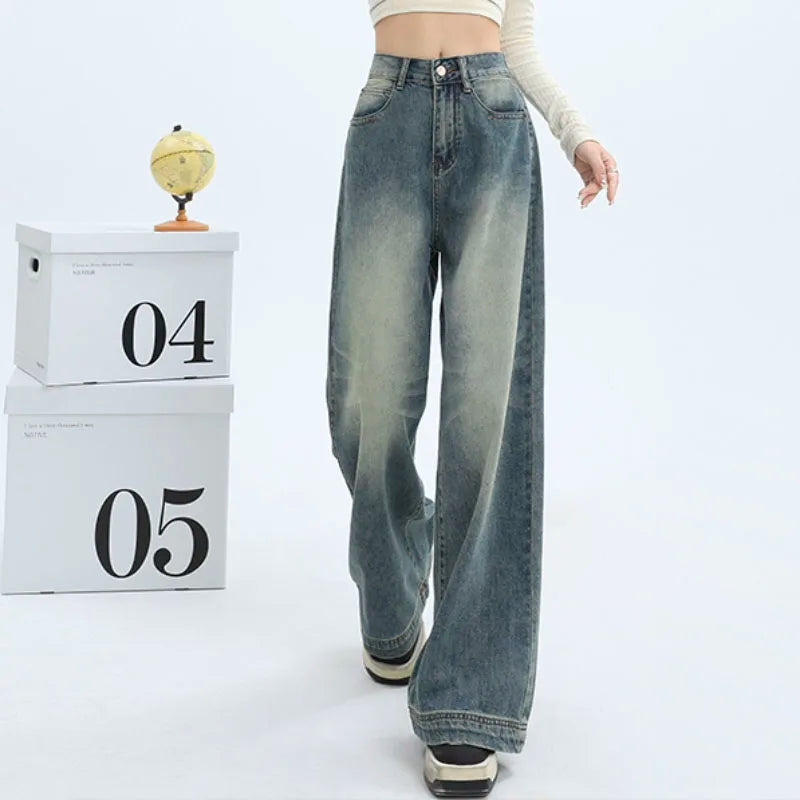 Y2K Retro Jeans for Women 2023 Wide Leg Trouser Streetwear Chic Vntage Denim Pants