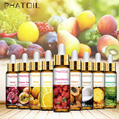 Phatoil Lemon Fruit Fragrance Oil 10ml Essential Oil Sweet Orange Cherry Strawberry Mango Coconut Litchi Fig Kiwifruit Guava Oil