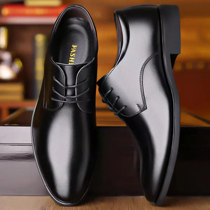 Men's Breathable Leather Shoes Black Soft Leather Soft Bottom Spring And Autumn Best Man Men's Business Formal Wear Casual Shoe