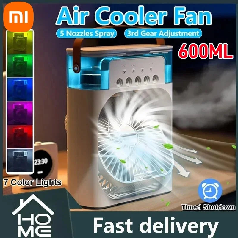 Xiaomi Portable Fan Air Conditioners USB Electric Fan Air Cooler LED Night Light Water Mist Fun 3 In 1 Air Humidifier For Home