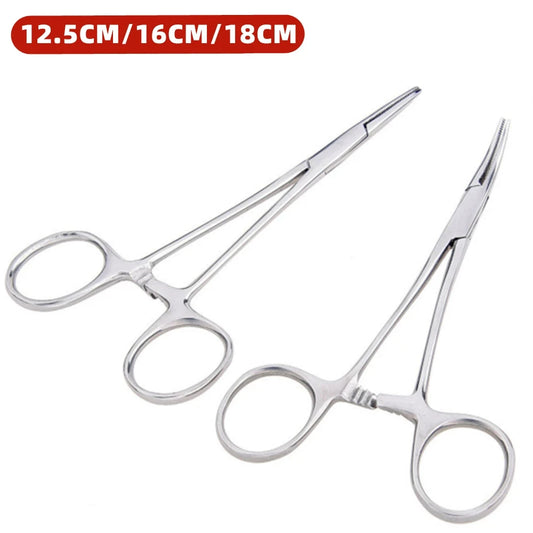 Stainless Steel Hemostatic Forceps - Curved/Straight Tip - Surgical/Fishing Tool