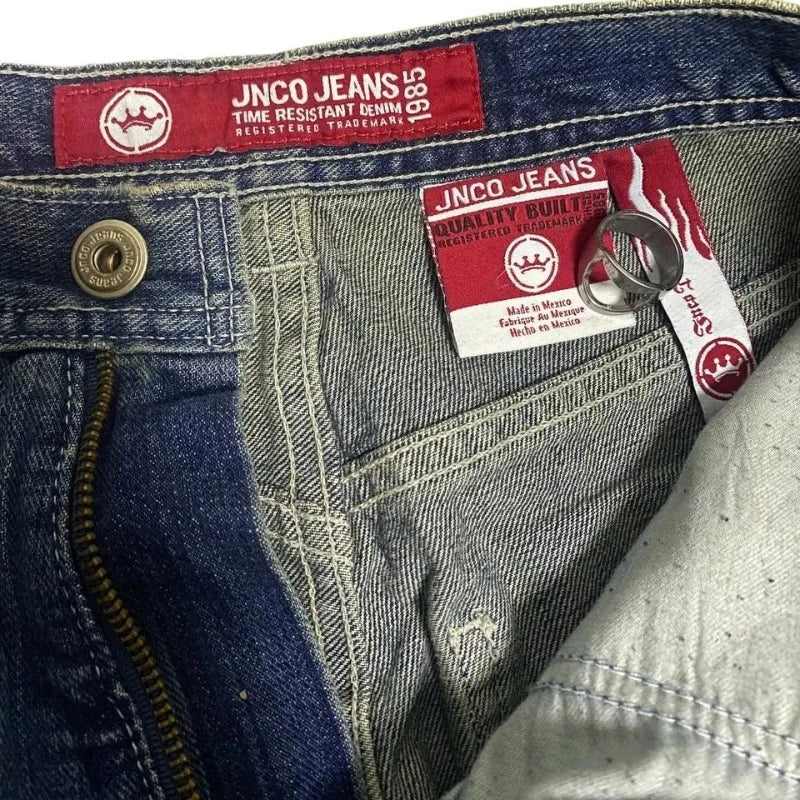 JNCO Y2K Embroidered Baggy Jeans - High Quality Hip Hop Streetwear