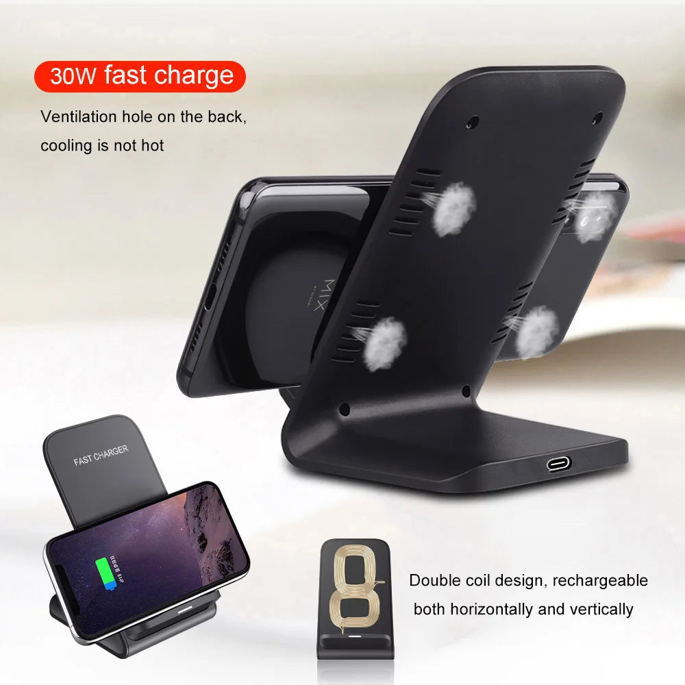 100W Fast Wireless Charger Stand | Quick Charging for Samsung S22 S21, iPhone 15 14 13 Pro Max, Xiaomi 11 | Includes Type C Cable | tonyfinger store