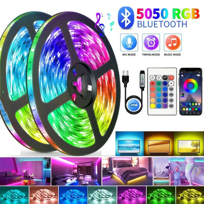 5V USB RGB LED Strip Light - 5-10m, Gamer Decor, Adhesive Tape