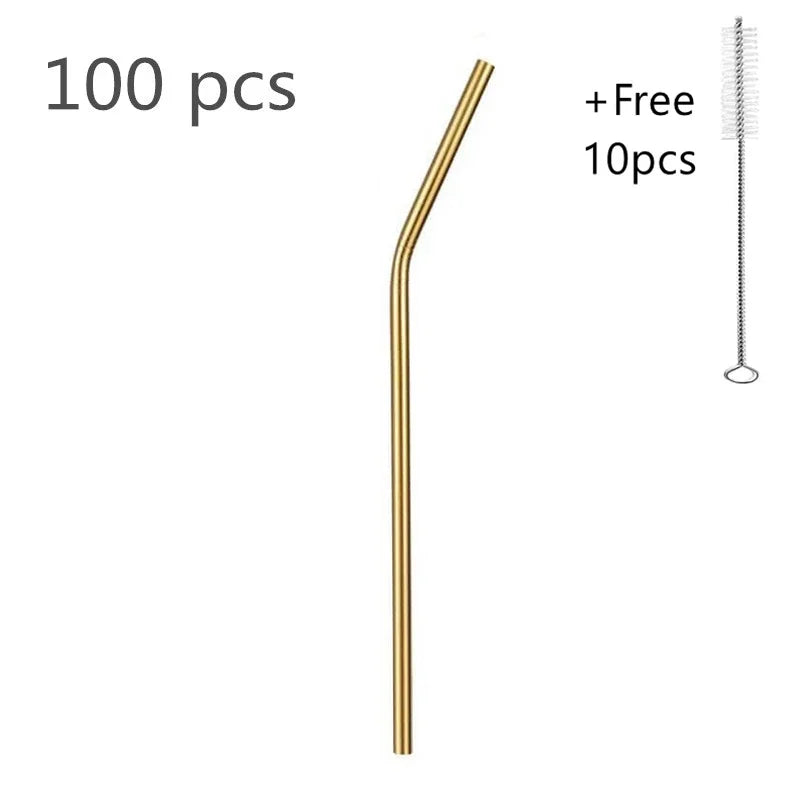 100pcs Reusable 304 Stainless Steel Straws | Colorful Eco-Friendly Metal Drinking Straws for Bar & Party | tonyfinger store