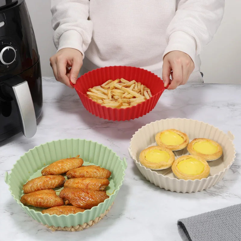 Silicone Air Fryer Baking Tray Reusable silicone baking basket Grill Pan food-grade safe non-stick fryers ovens microwave oven