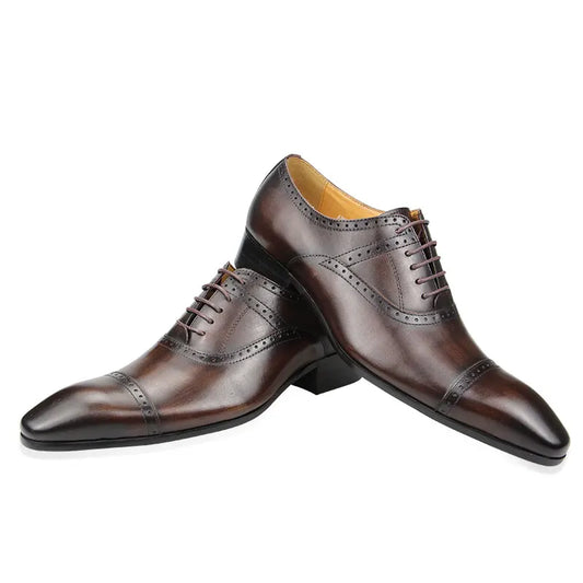 Luxury Men’s Genuine Leather Brogue Oxford Dress Shoes